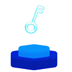 selfkey 3D animated illustration 01 key on pedestal